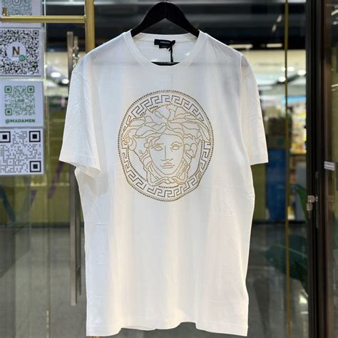 versace collection medusa t shirt white|Versace crystal medusa t shirt.